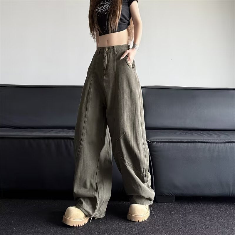 Retro Silhouette Design Curved Knife Jeans