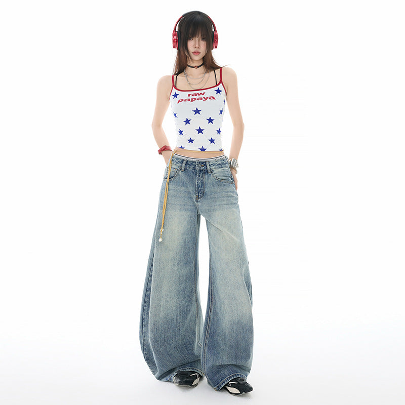 Trendy Women's Washed Tapered Denim Pants – Casual & Versatile