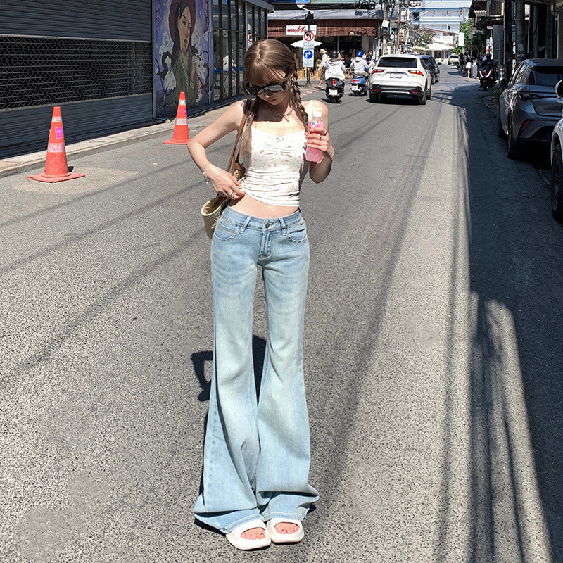 Vintage Flared Denim Pants for Women - Spicy Girl Style