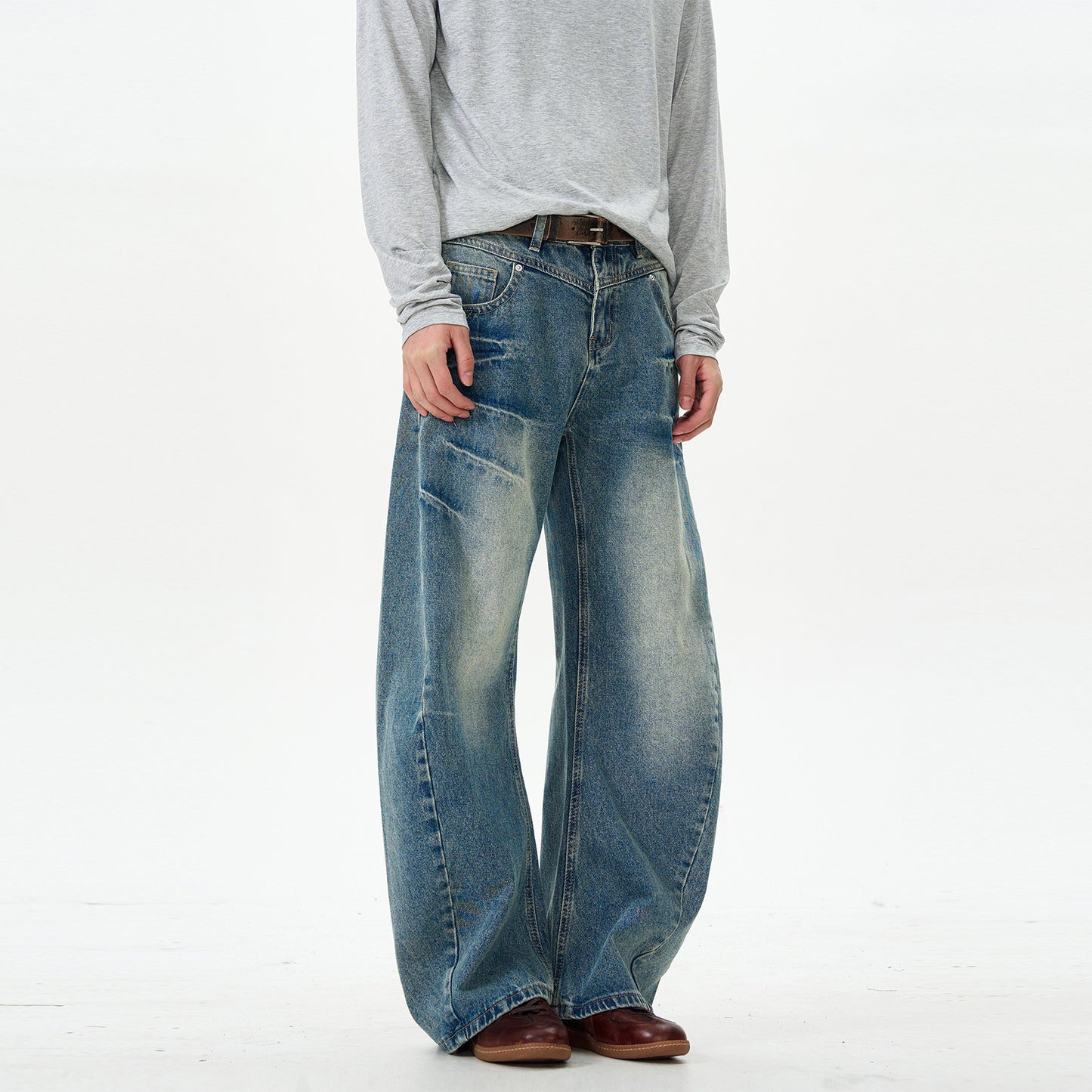 Lightning Crack Silhouette Curved Knife Jeans