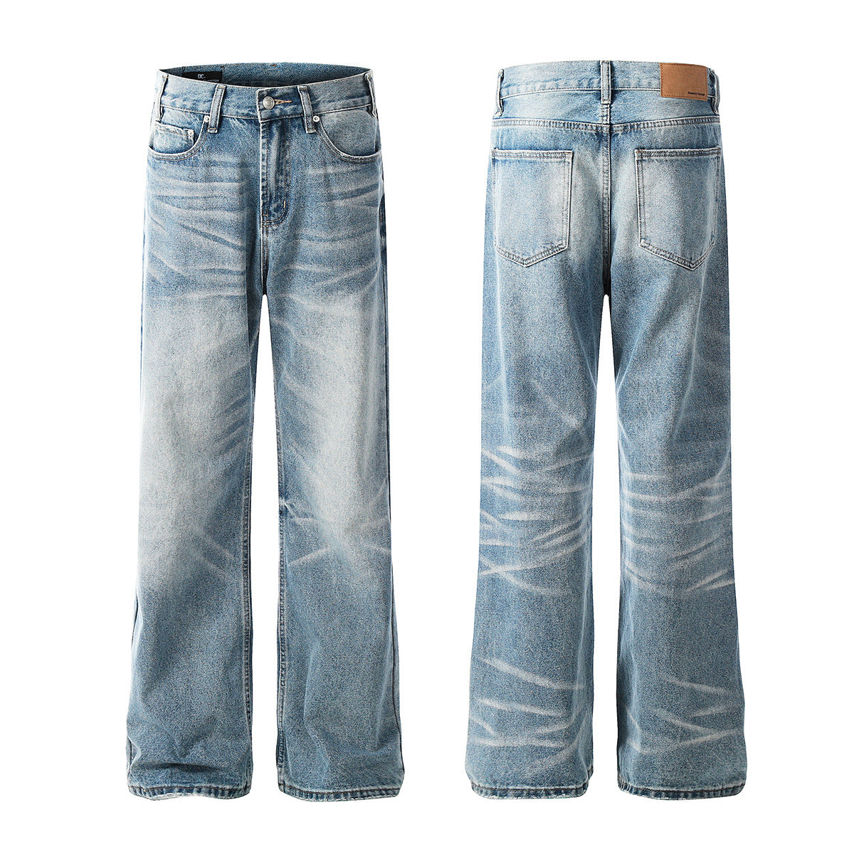 Vintage Washed Denim Straight Leg Personalized Cleanfit Pants