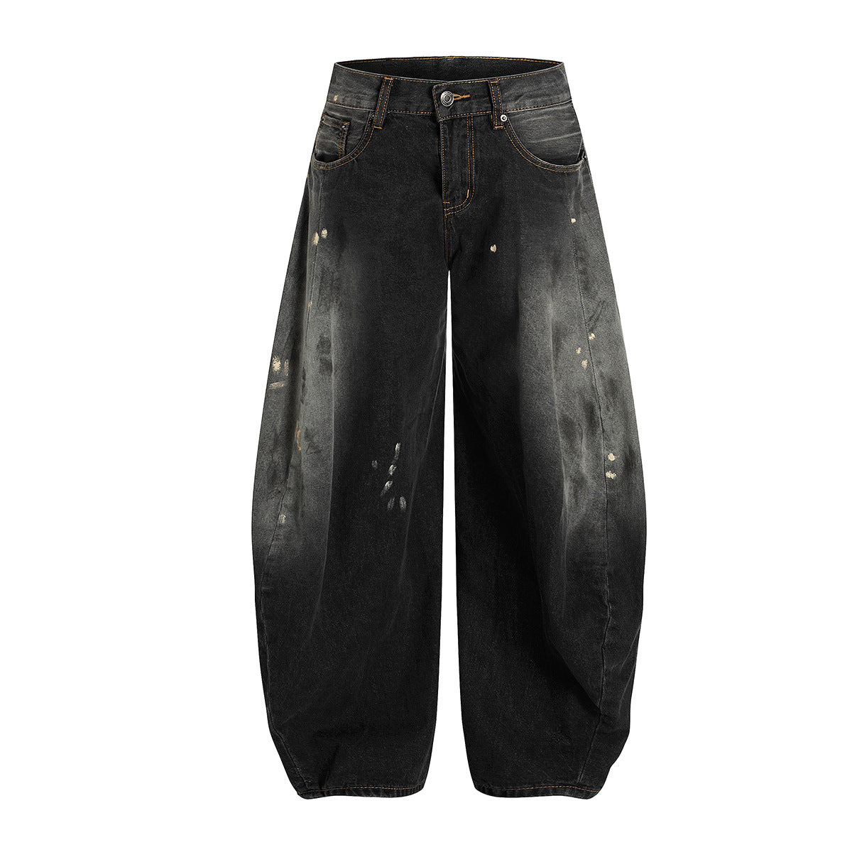 Wash and Stain Denim Loose Wide Leg Pants