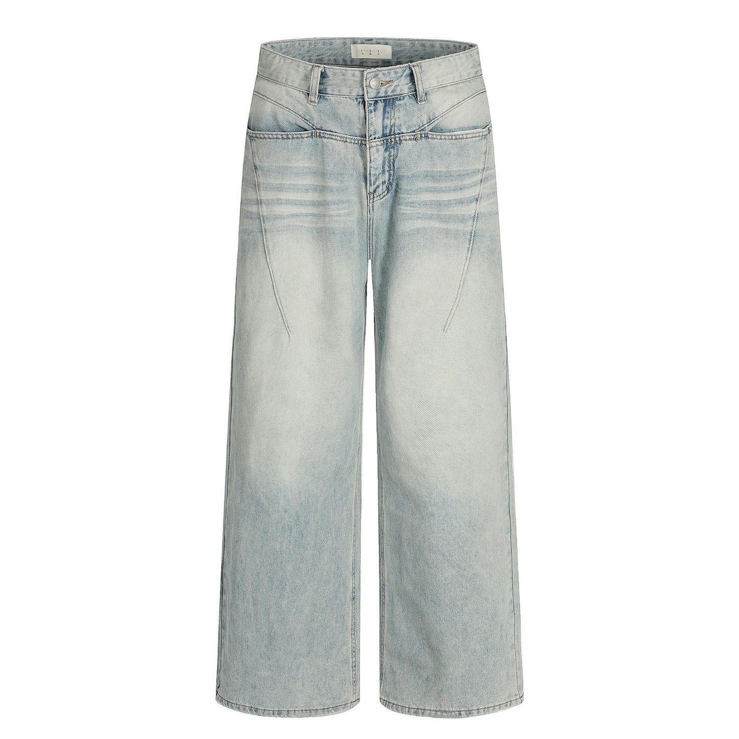 Water Washed Vintage Denim Pants - Men's and Women's Straight Fit Casual Trousers