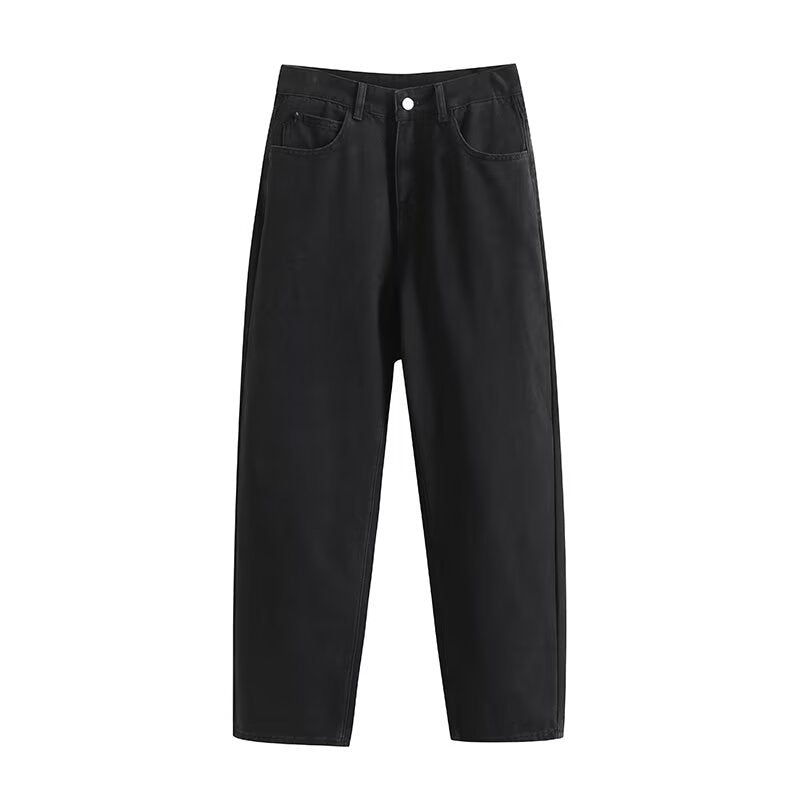 Casual and Versatile Straight Leg Denim Pants for Women