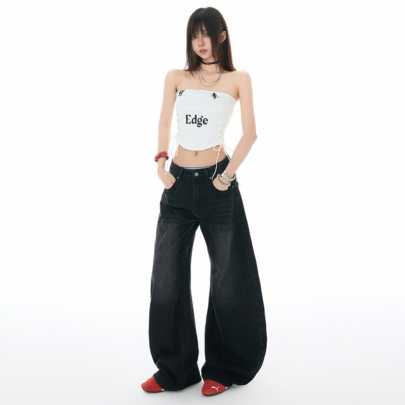 Trendy Women's Washed Tapered Denim Pants – Casual & Versatile