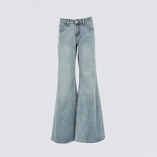 Women's Light Blue Denim Pants - Spring Spicy Girl Low Waist Elastic Fitted Hoof Pants