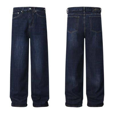 Street Style Washed Vintage Denim Pants - Unisex Loose Wide Leg