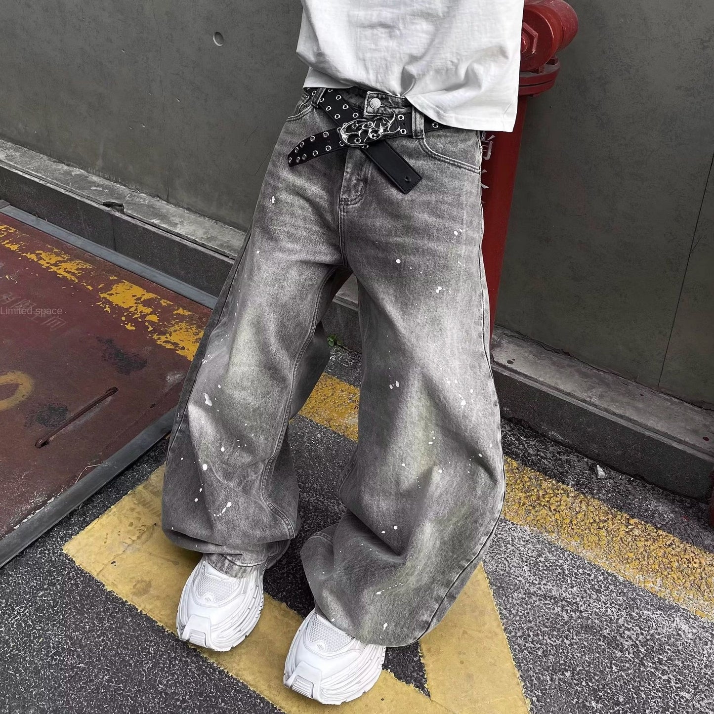 Spring Splash Ink Washed Denim Jeans for Men and Women