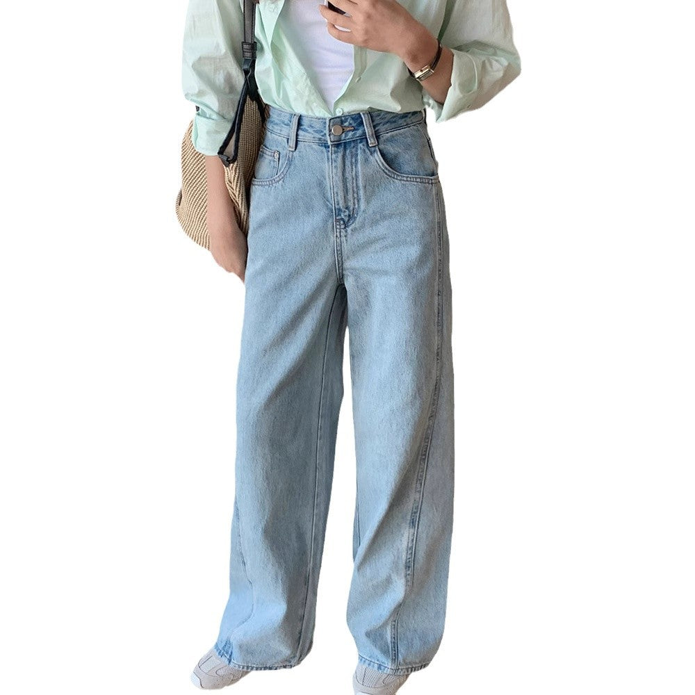 Women’s Original Light Wash Denim Pants - High Waist Wide Leg Design
