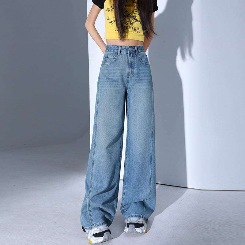 Deep Blue Vintage High-Waisted Wide-Leg Jeans for Women