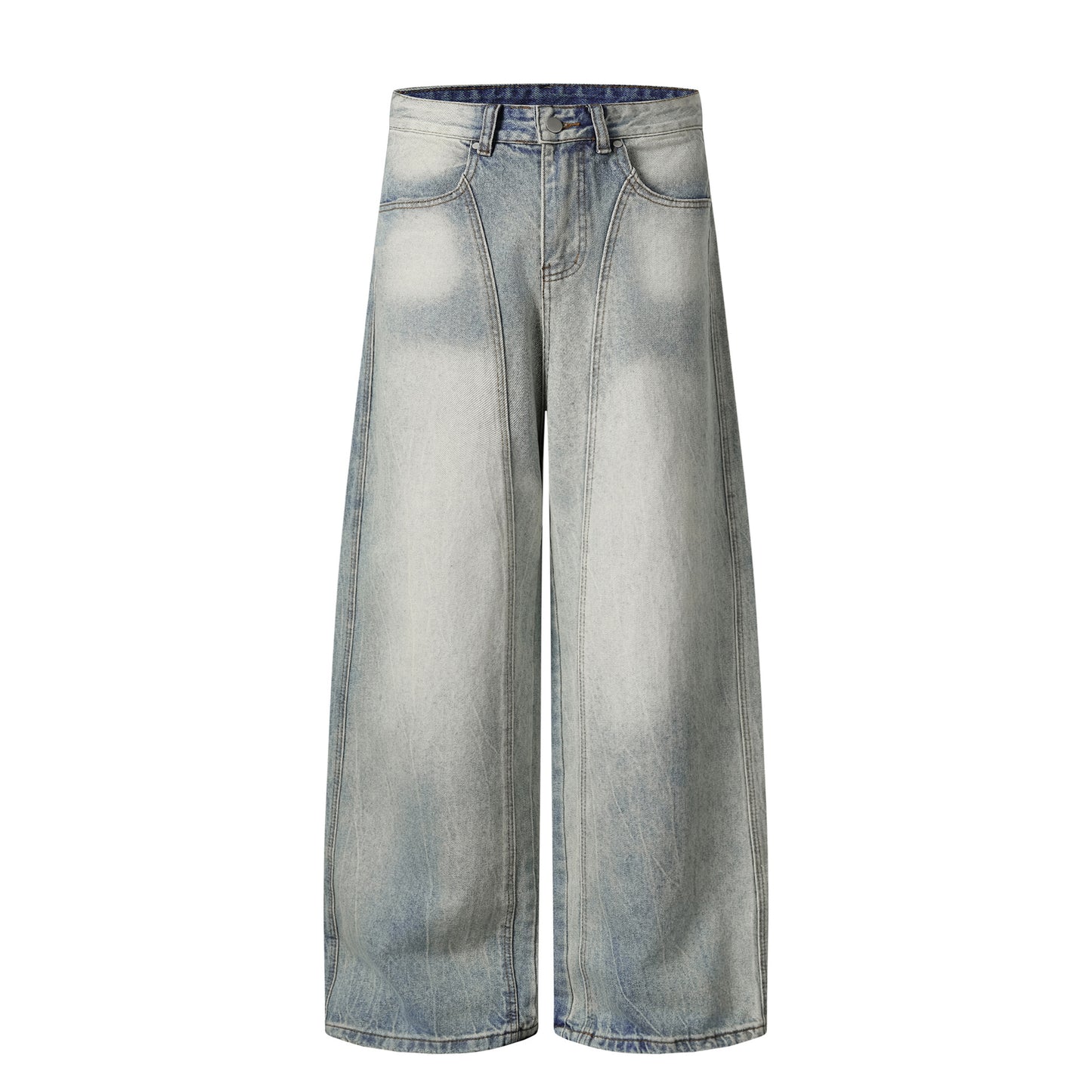 High Street Retro Wide-Leg Jeans for Men and Women - Loose Deconstructed Design