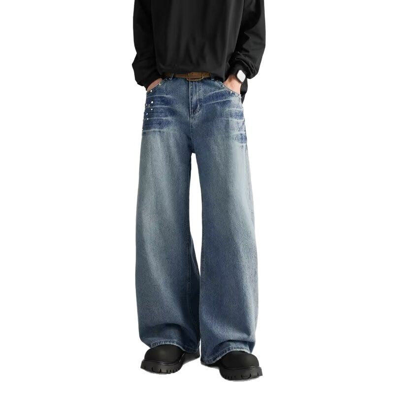 Men's Loose Fit Slimming Straight Leg Cowboy Pants for Spring and Summer