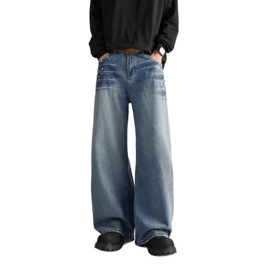 Men's Loose Fit Slimming Straight Leg Cowboy Pants for Spring and Summer