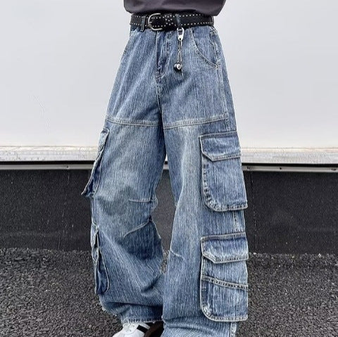 Design Sense Loose Fitting Slimming Wide Leg Pants in Light Blue