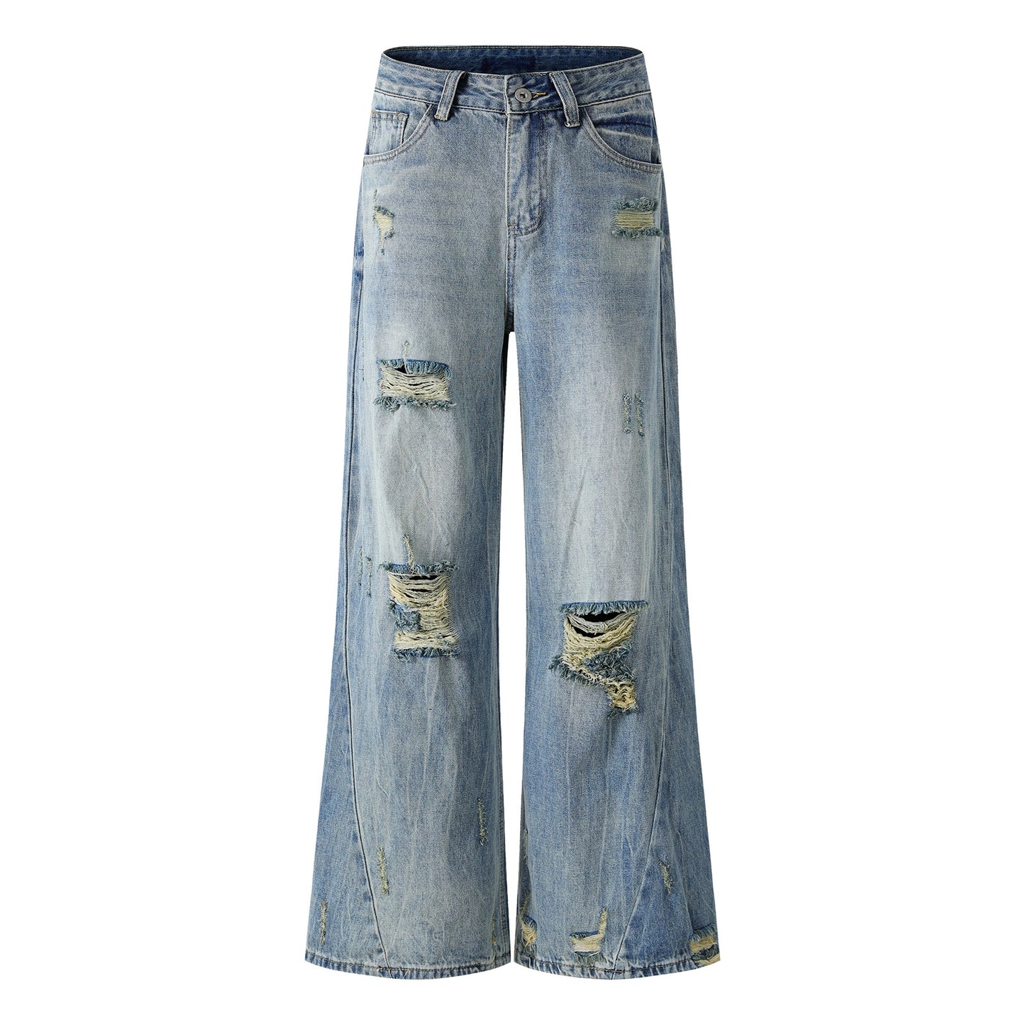 Ripped Wide-Leg Floor Pants - Premium Japanese Denim
