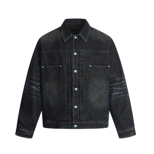 High Street Workwear Denim Jacket - Unisex Loose Fit American Retro Style