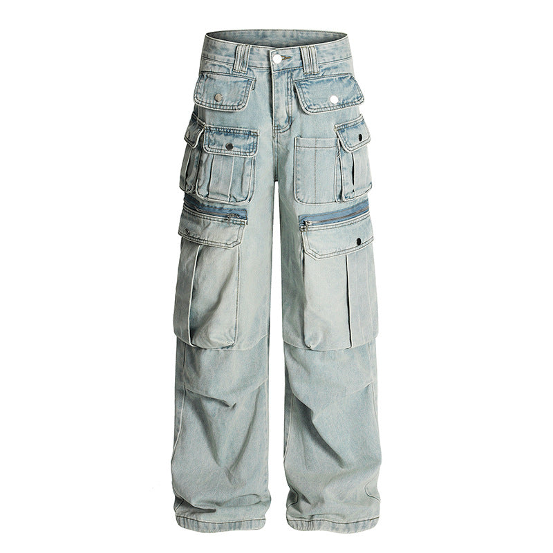 Wrinkled Multi Pocket Workwear Jeans - Premium Japanese Denim