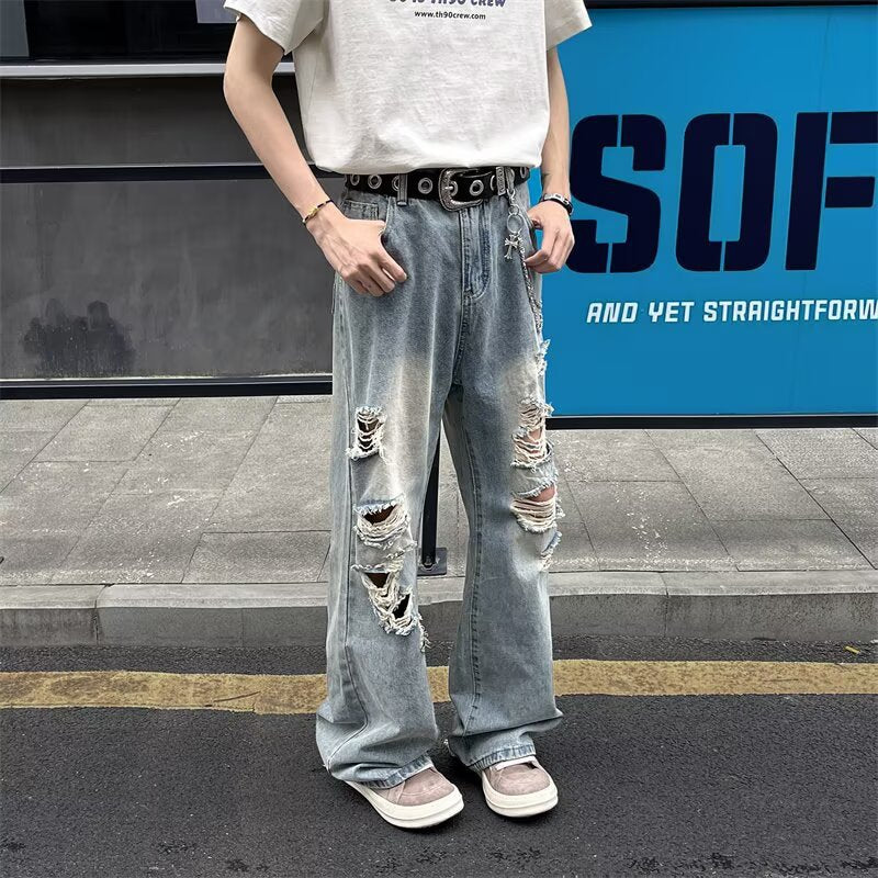 Summer Vintage Wide Leg Straight Leg Pants for Men