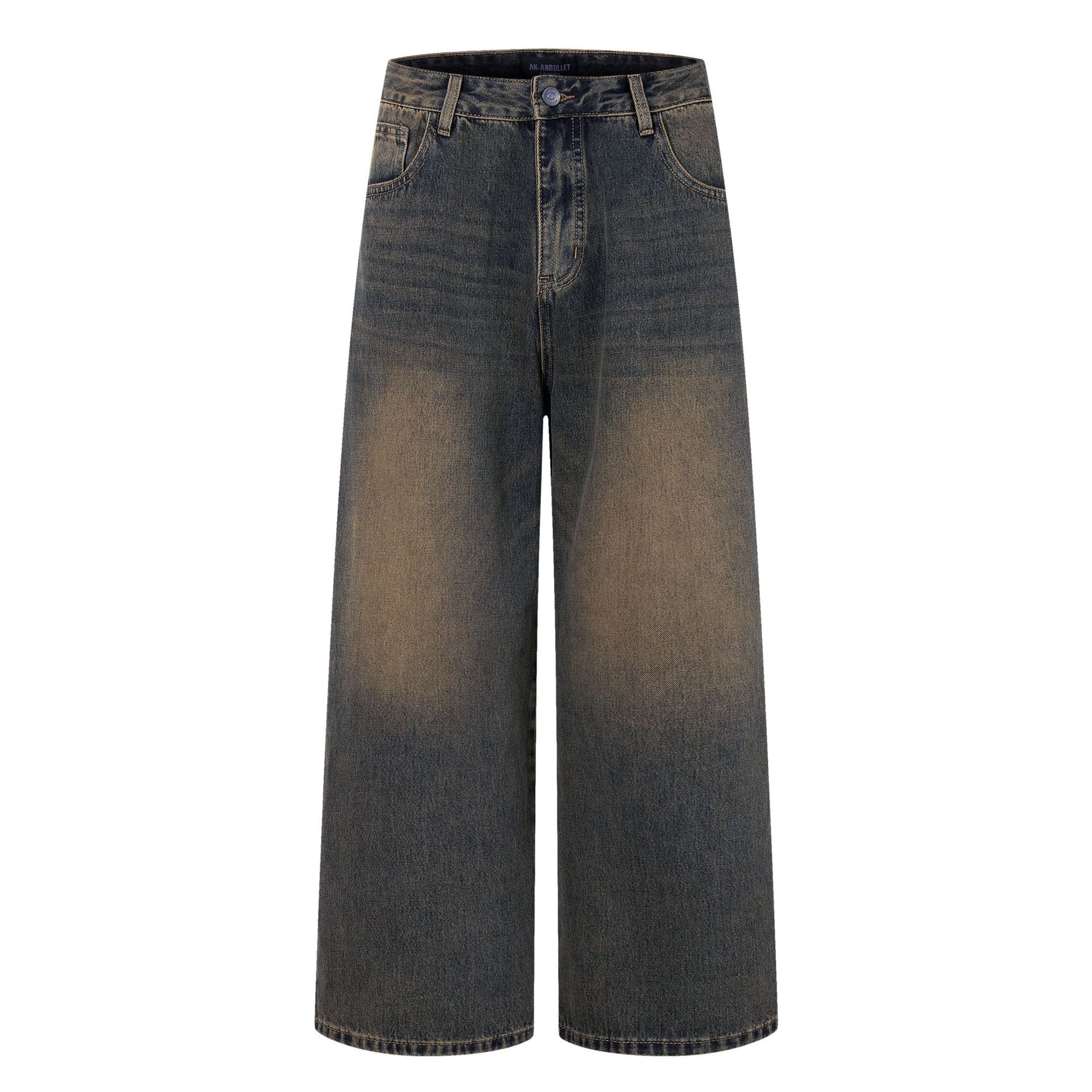 Retro Washed Loose Straight Jeans - Premium Japanese Denim