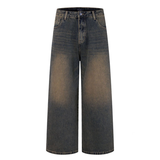 Retro Washed Loose Straight Jeans - Premium Japanese Denim