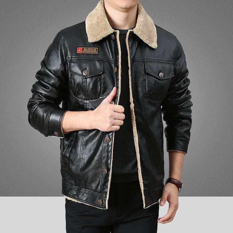 Men's Casual Loose Plush Denim Jacket - Thickened Cotton Shirt