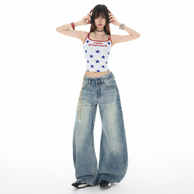 Trendy Women's Washed Tapered Denim Pants – Casual & Versatile