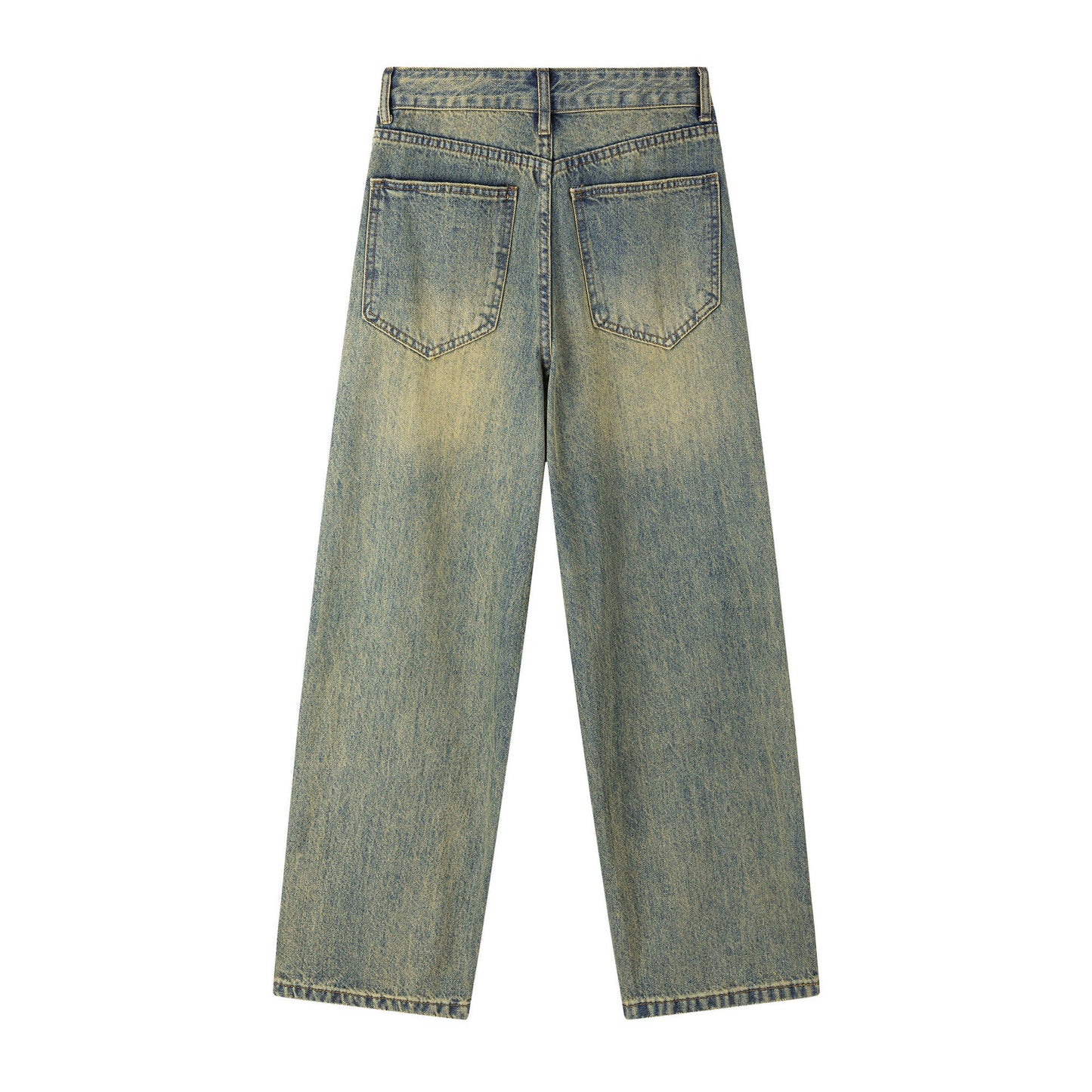 Vintage Washed Yellow Mud Dyed Wide Leg Jeans