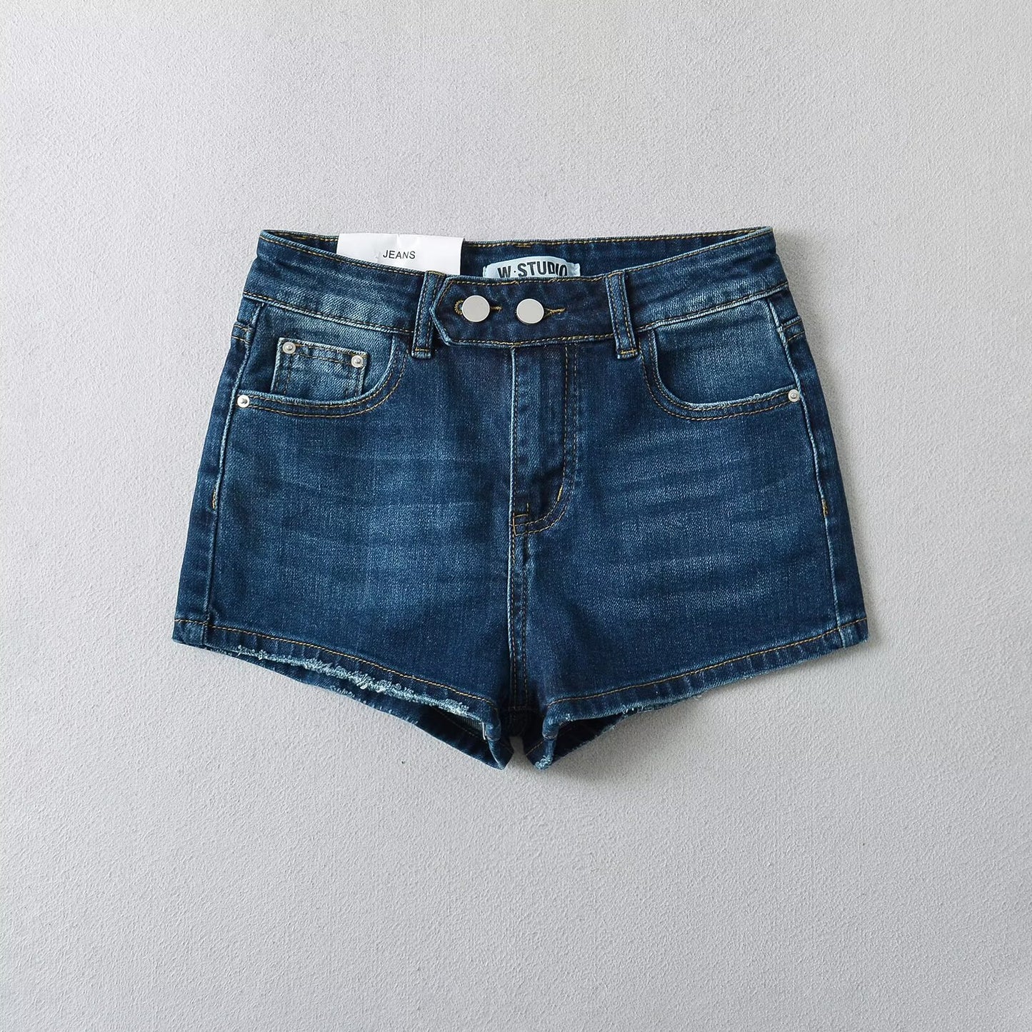 Vintage Washed High-Waist Slim Fit Bodycon Stretch Denim Shorts for Women