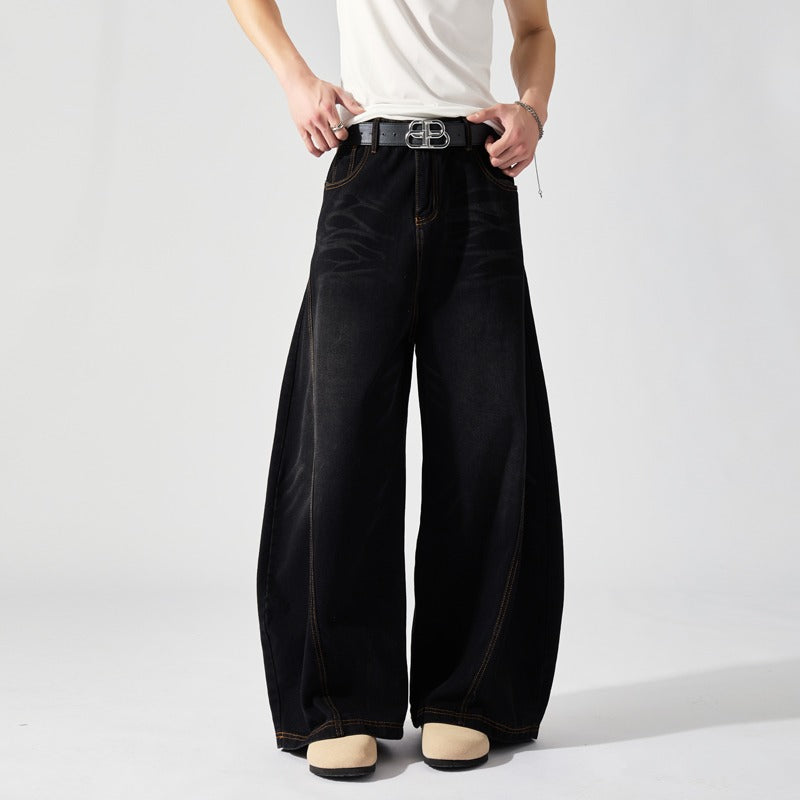Loose and Clean Fit Curved Knife Versatile Straight Leg Pants