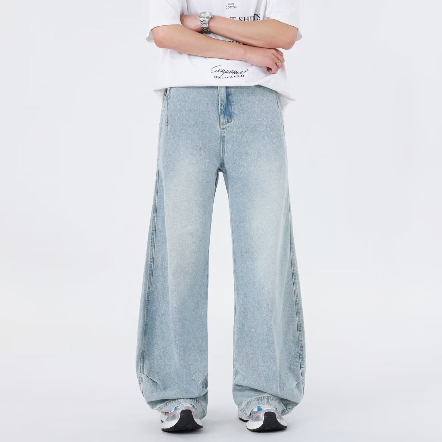 Retro Trendy Straight Leg Casual Pleated Wide Leg Pants