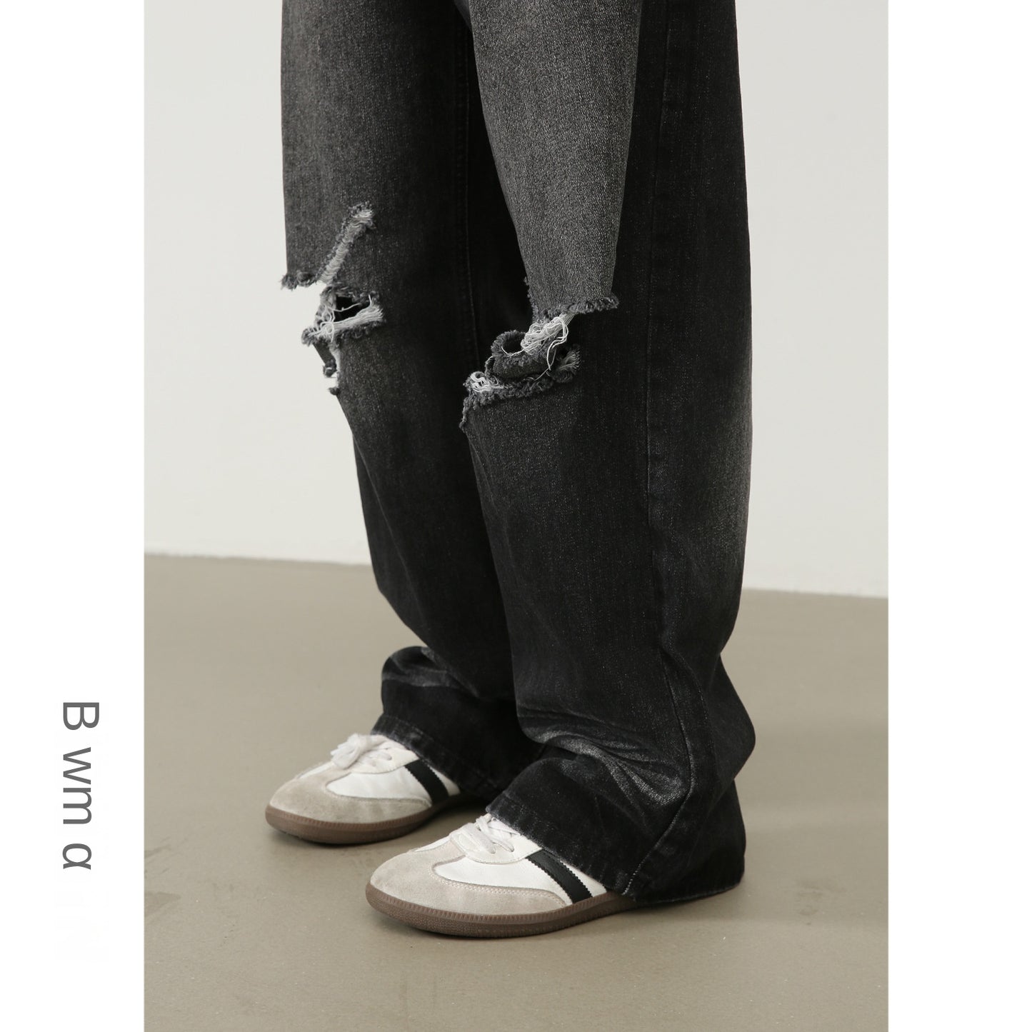 American Retro High Street Washed Distressed Denim Trousers for Men