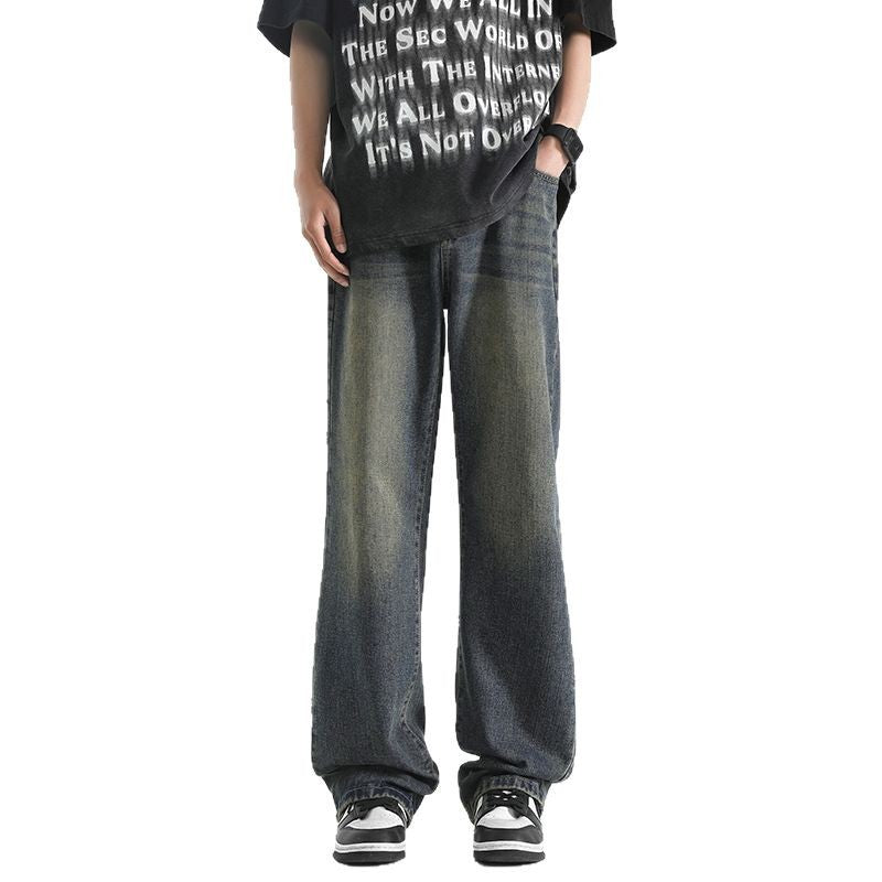 Men's Distressed Micro Flared Straight Leg Jeans