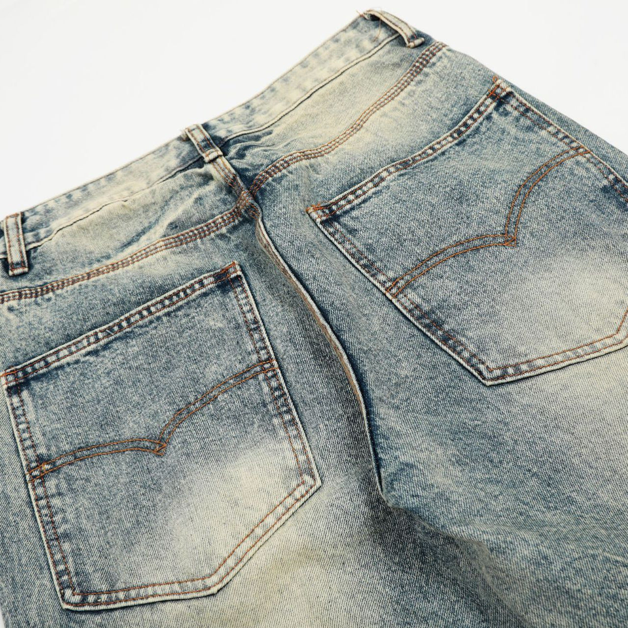 Street Style Simple Washed Denim Long Pants - Retro Loose Fit