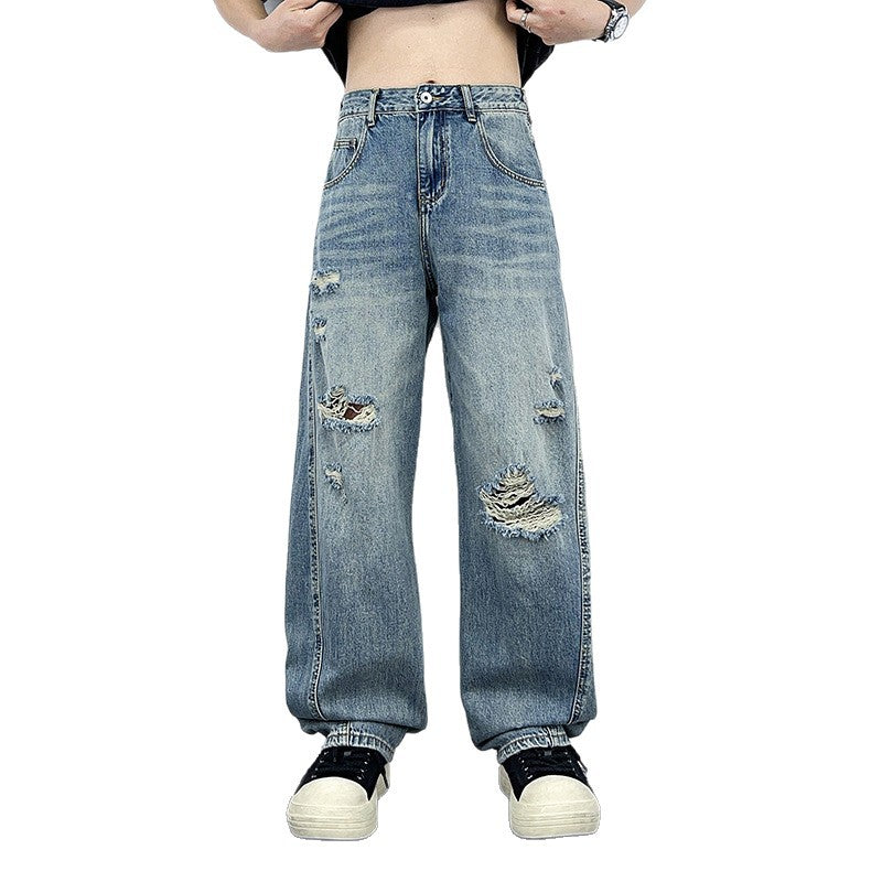 Retro Casual Wide Leg Denim Pants for Men