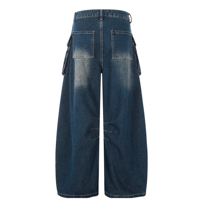 Big Pocket Blue Curved Knife Jeans - Premium Japanese Denim