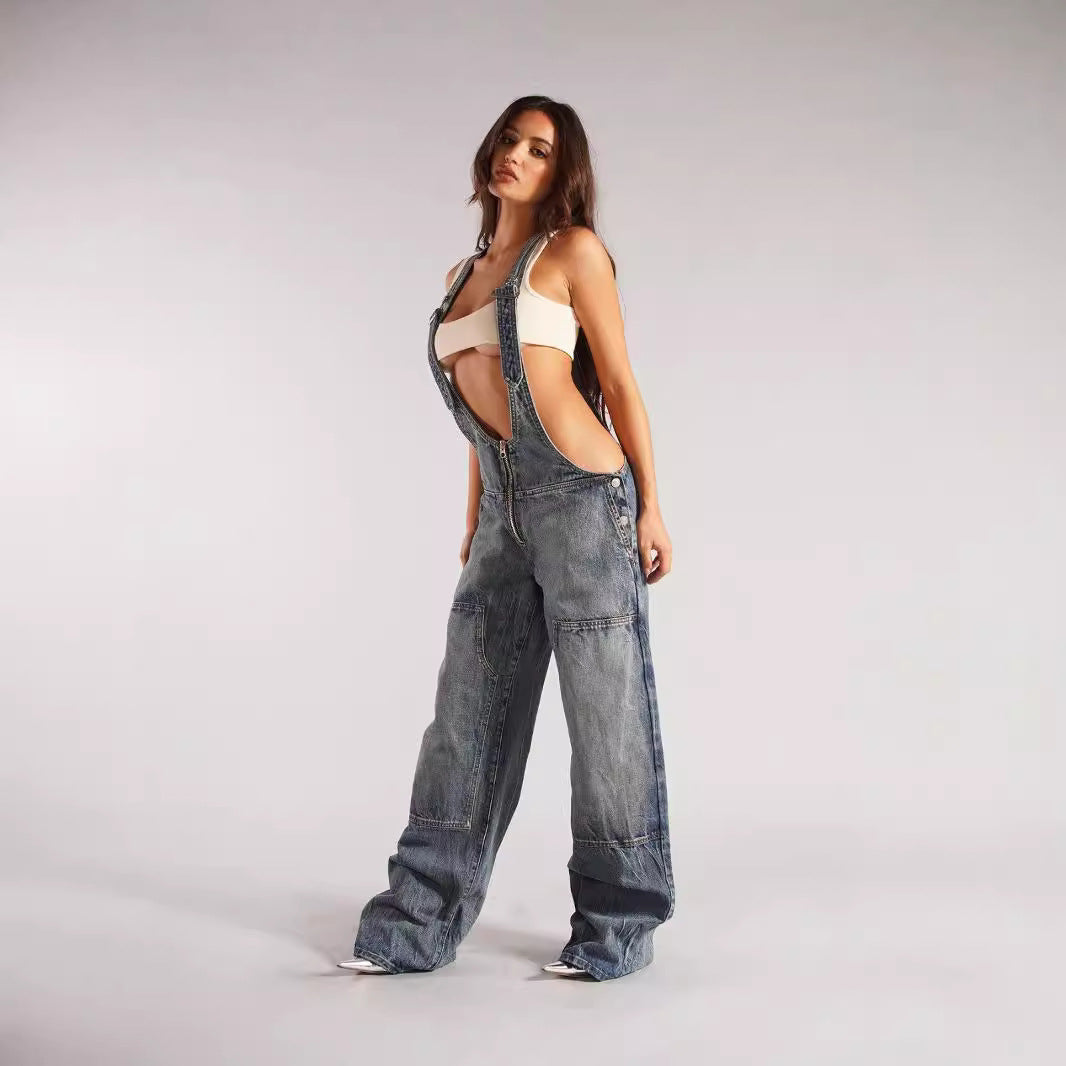 American Zipper Denim Overalls for Women