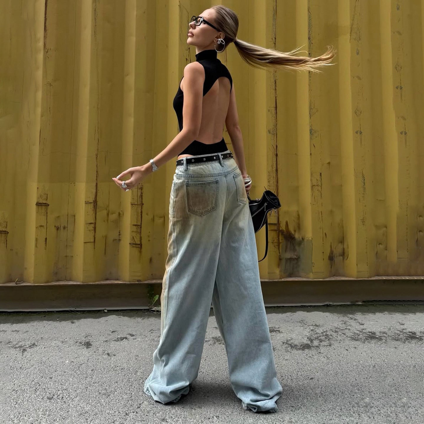 High Street Retro Distressed Denim Pants - Casual Loose Fit for Spicy Girls