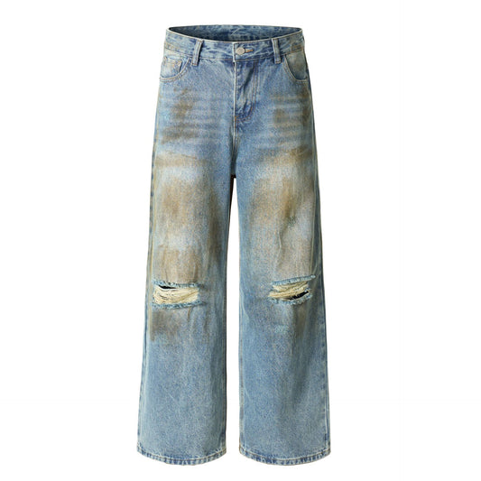 Retro Simple Loose Washed Design Jeans