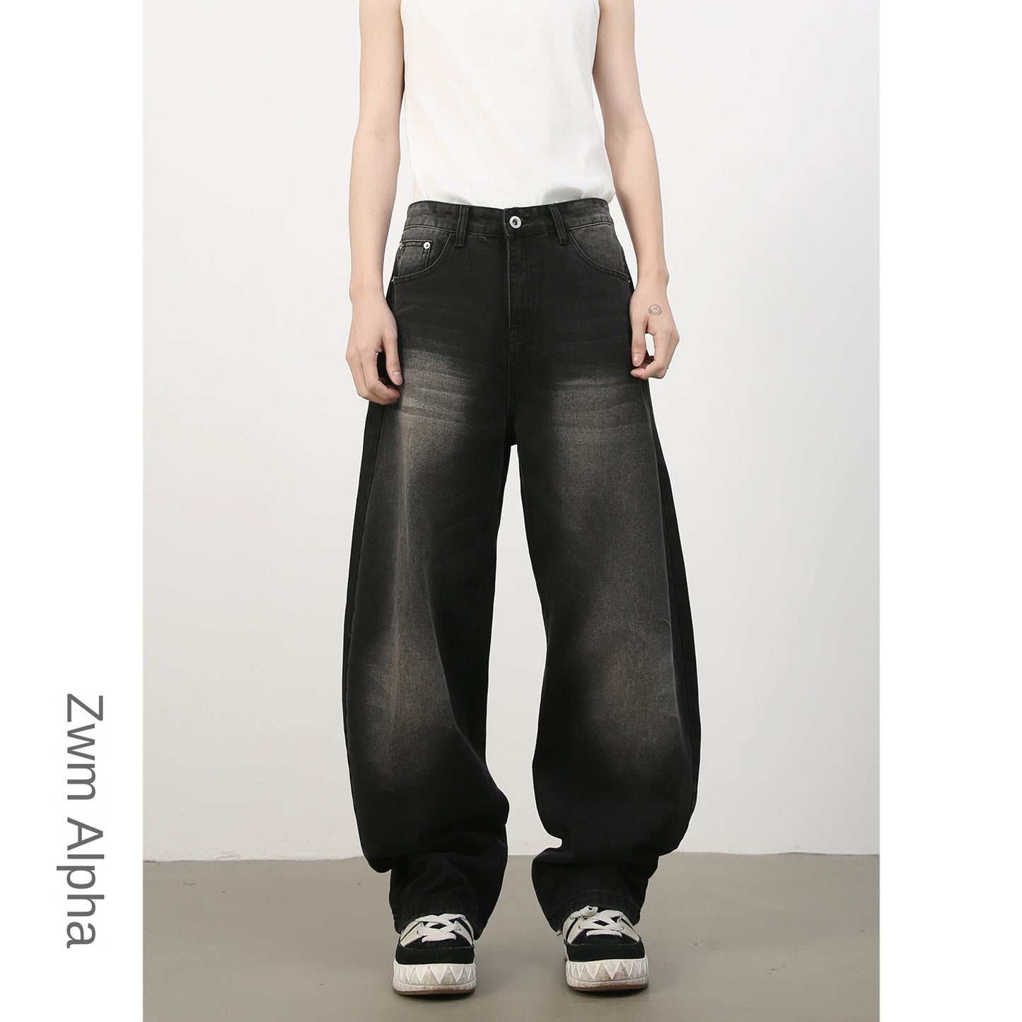 American Retro Style Flared Jeans for Men - Unique Wide Leg Loose Fit Denim Trousers