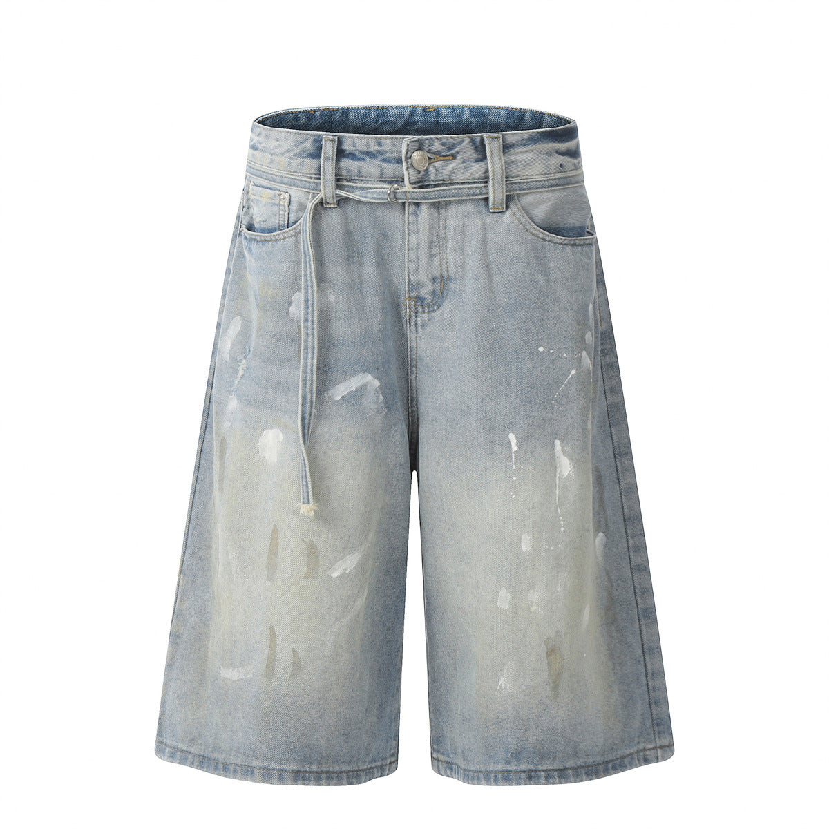 Retro Splashed Ink Design Denim Cropped Shorts