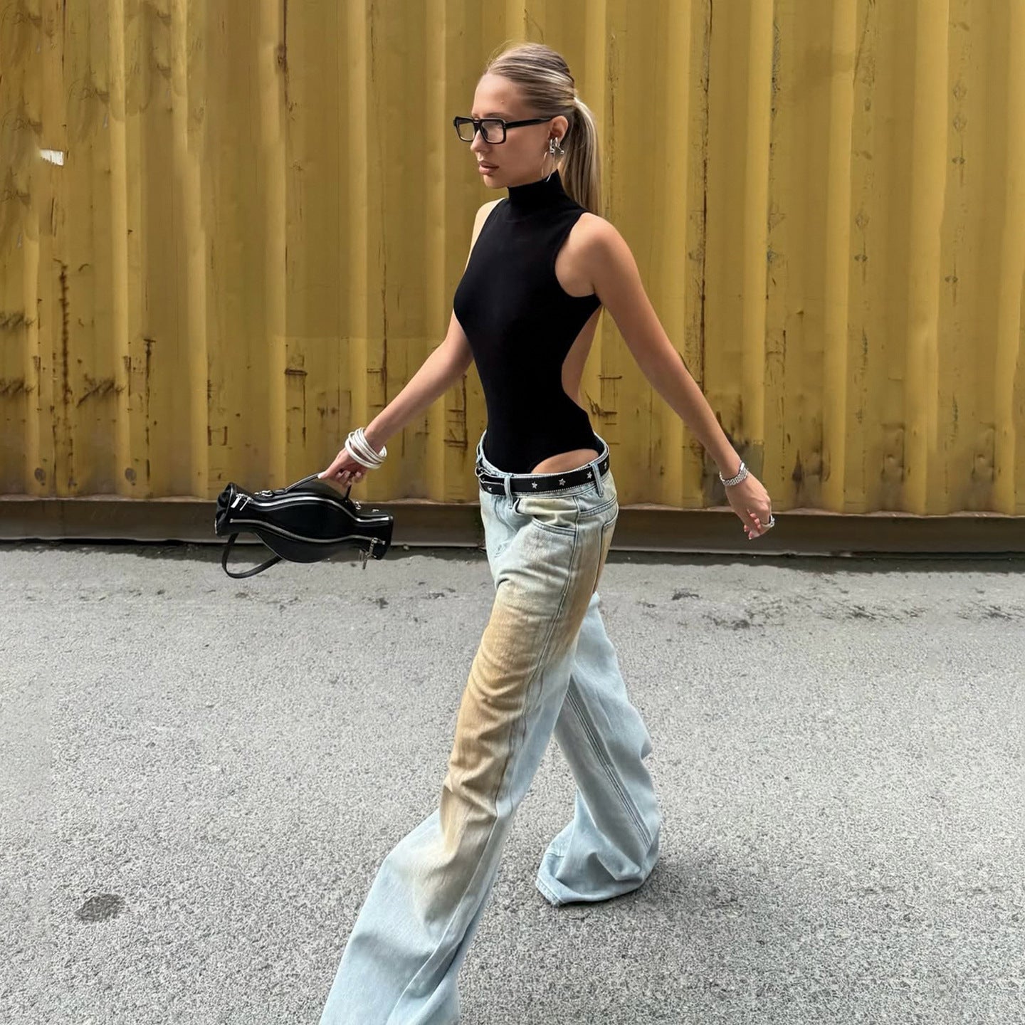 High Street Retro Distressed Denim Pants - Casual Loose Fit for Spicy Girls