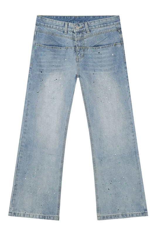 Premium Splash Ink Washed Jeans with Pockets