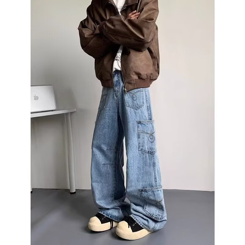 Washed Multi Pocket Design Denim Jeans