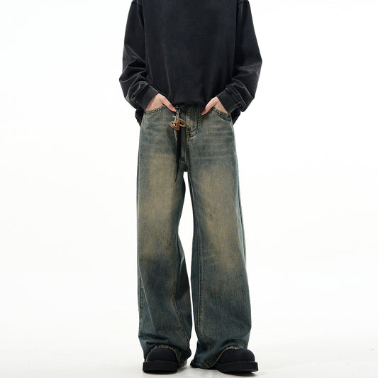 Men's Retro Straight Leg Wide Leg Denim Pants - Versatile Loose Fit