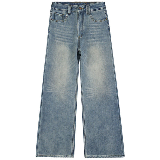 Women's Wide-Leg High-Waist Denim Jeans - Slimming and Fleece Lined