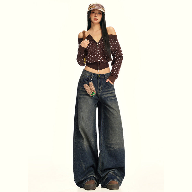 Women's Wasteland Washed Wide Leg Denim Trousers