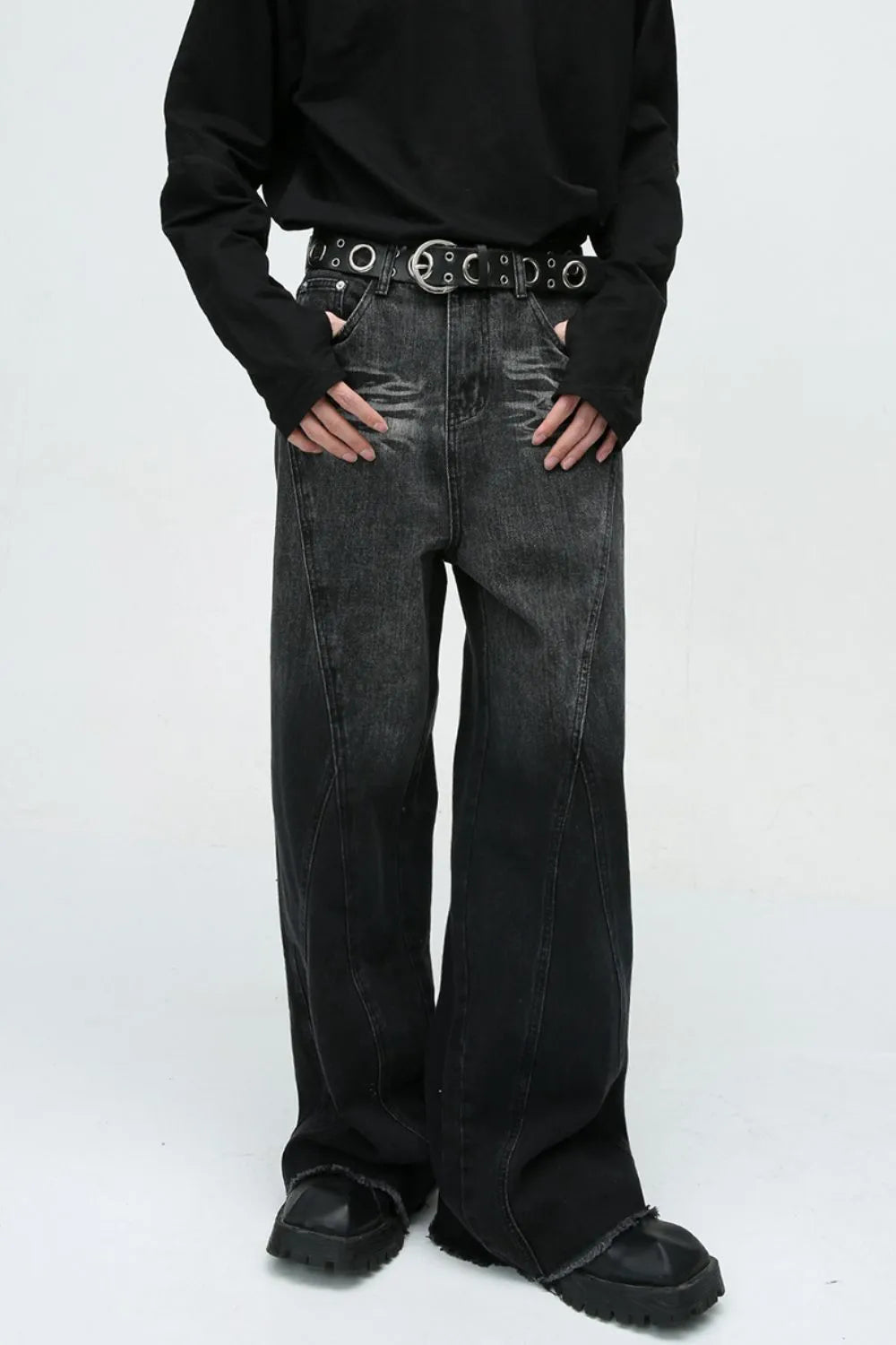 Premium Raw Hem Jeans with Pockets