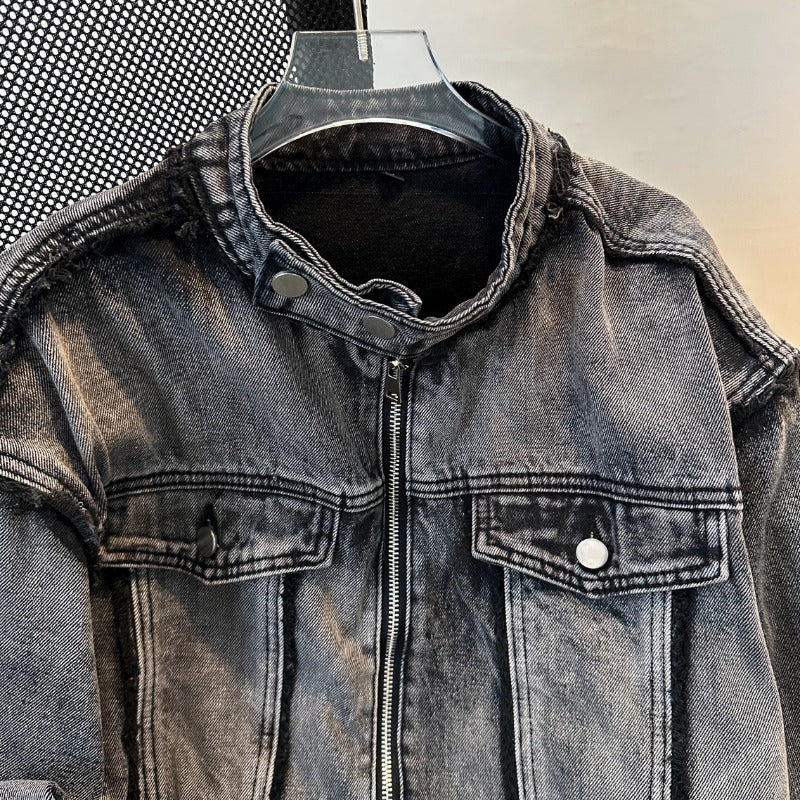 Retro Washed High Street Denim Jacket for Men