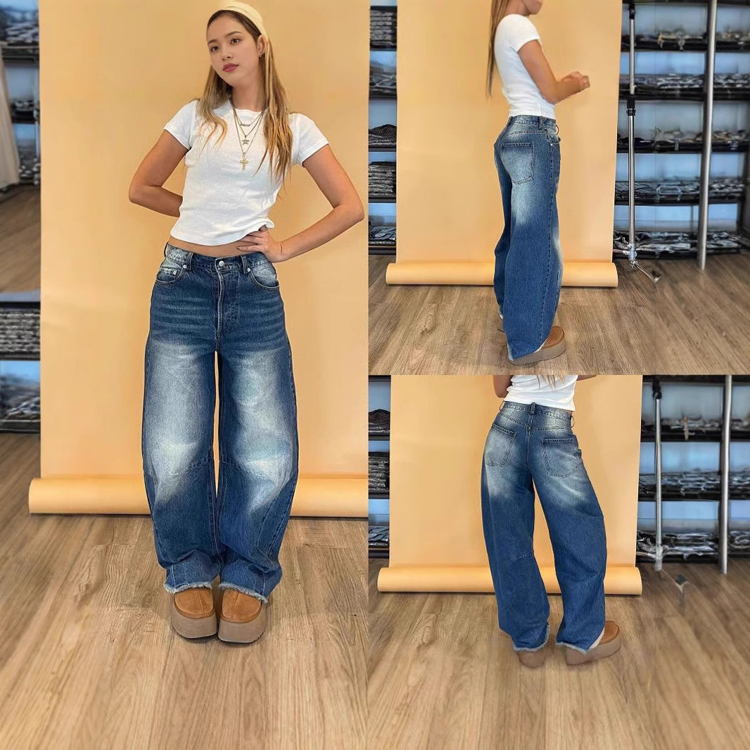 Loose High Waisted Wide Leg Mop Jeans