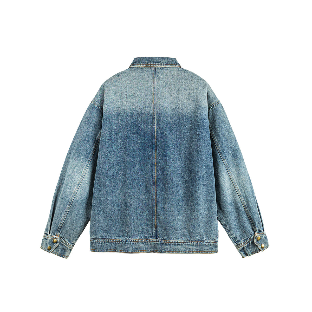 Loose Multi-Pocket Cargo Washed Denim Jacket